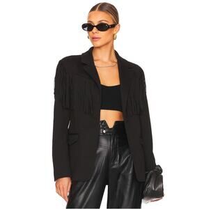Blank NYC Fringe Shoulder Jacket Show Stopper Womens Medium Black New Blazer